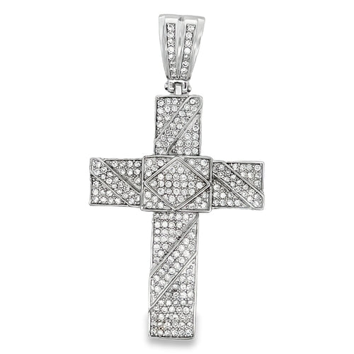 Big Stripe Cross CZ Iced Out Pendant