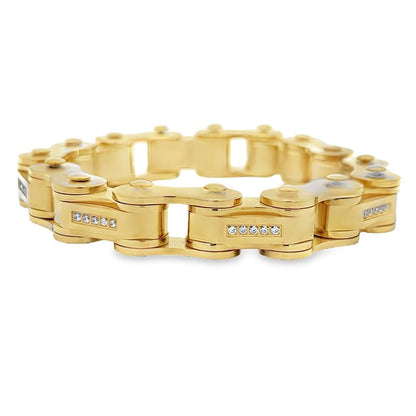 Bike Chain CZ Iced Out Bracelet Stainless Steel
