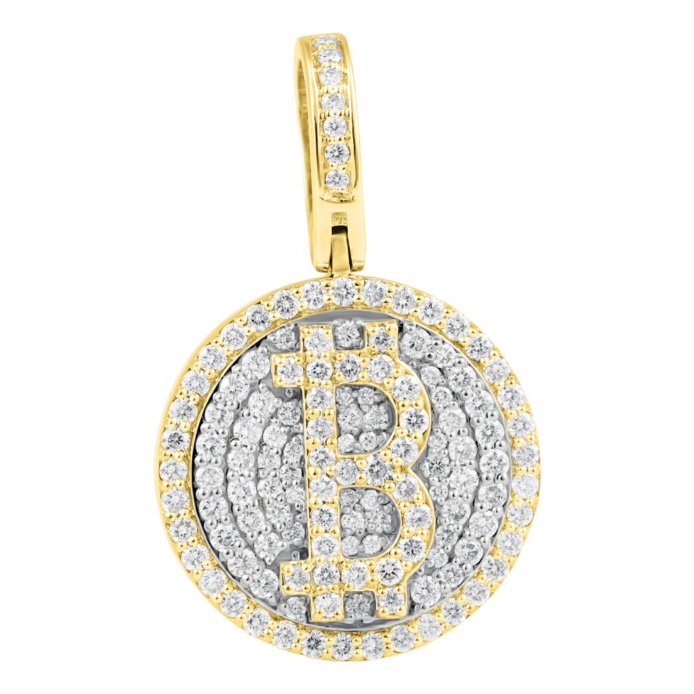 Bitcoin B Diamond Pendant 1.11cttw 10K Yellow Gold