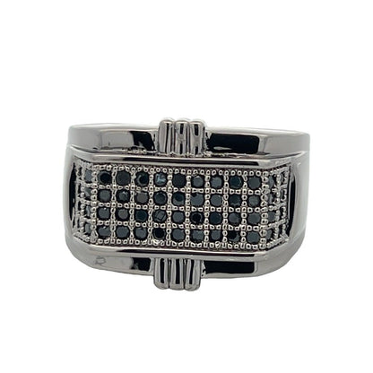 Black 4 Row CZ Ring .925 Sterling Silver