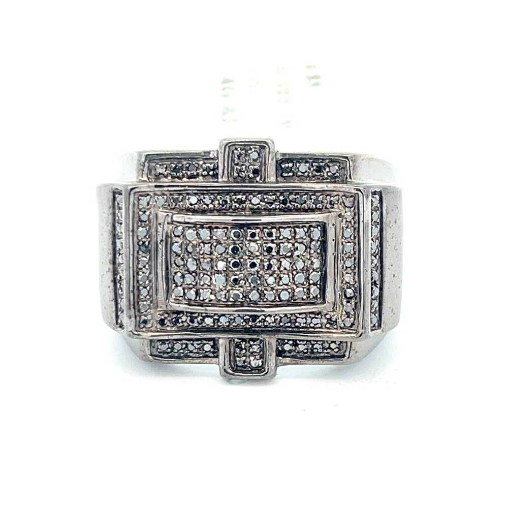 Black Boss .33cttw Diamond Ring .925 Sterling Silver
