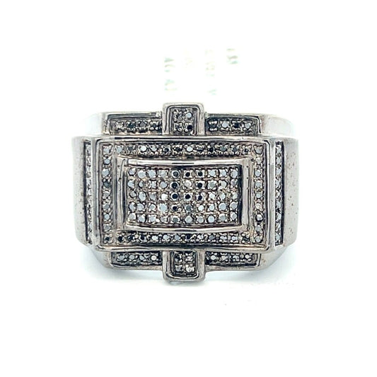 Black Boss .33cttw Diamond Ring .925 Sterling Silver