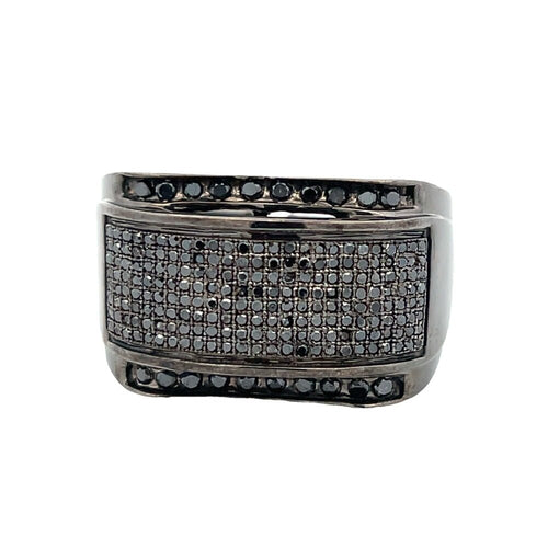 Black Kings .94cttw Diamond Ring .925 Sterling Silver