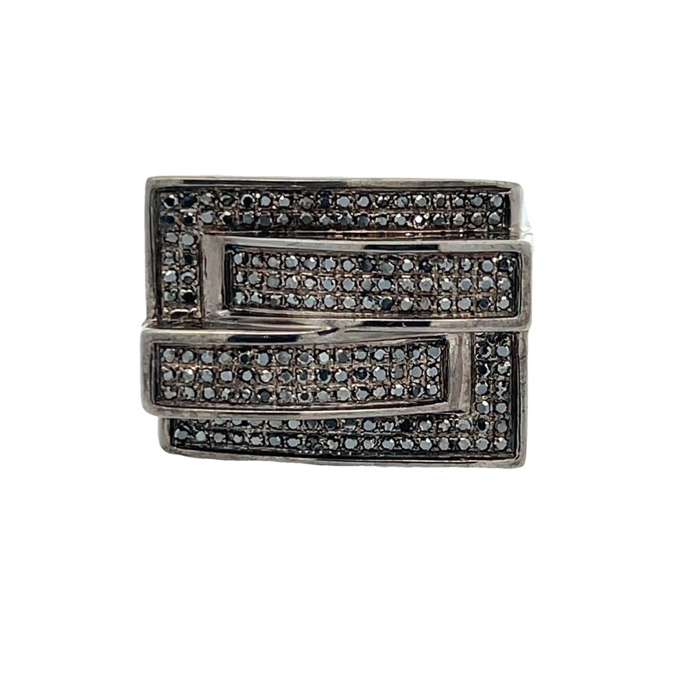 Black Labyrinth .55cttw Diamond Ring .925 Sterling Silver