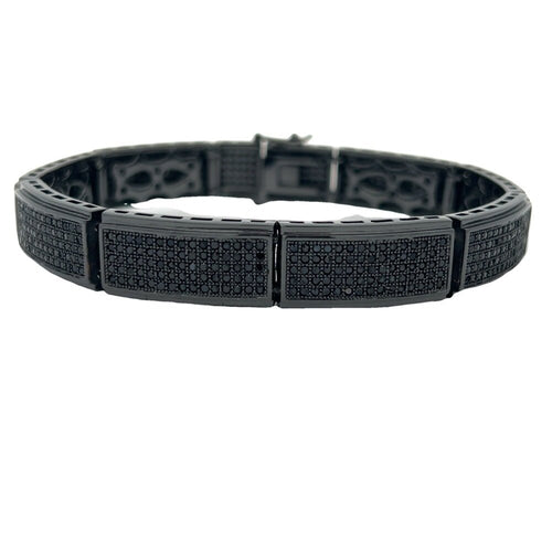 Black Rectangle Link CZ Hip Hop Bracelet