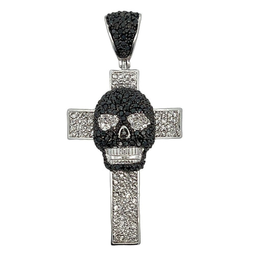 Black Skull Cross CZ Iced Out Pendant