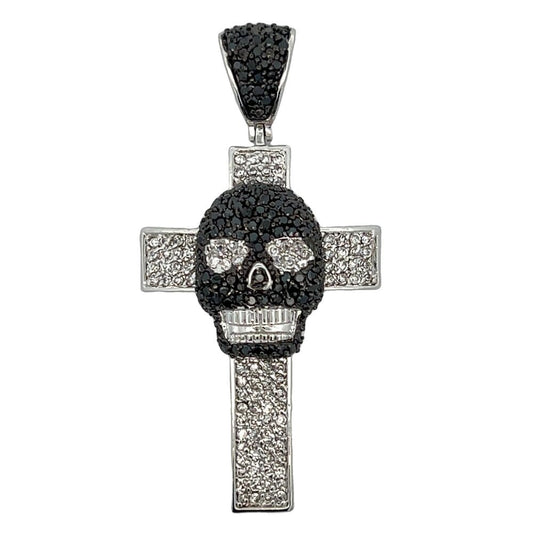 Black Skull Cross CZ Iced Out Pendant