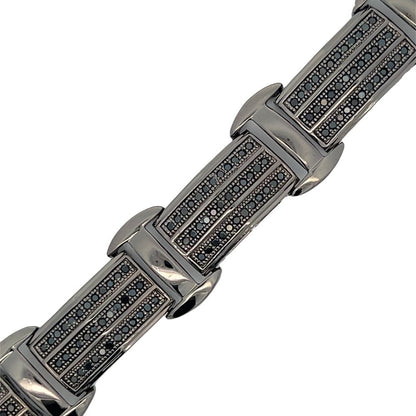 Black Triple Row Link CZ Hip Hop Bracelet