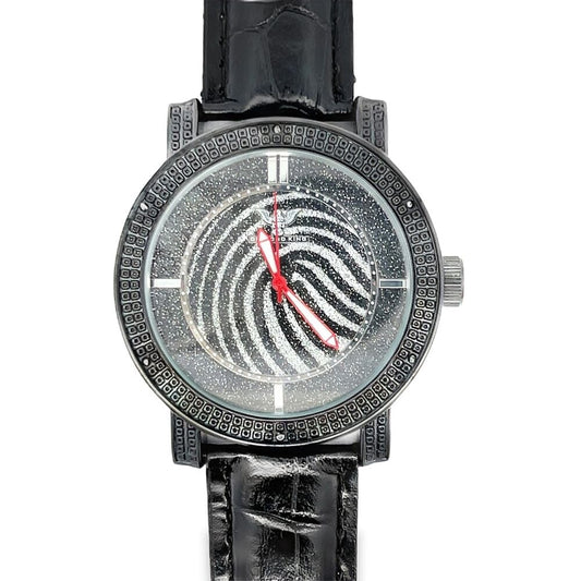 Black Wavy Dial Hip Hop Real Diamond Watch