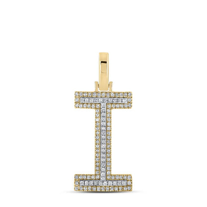 Block 30MM A-Z Letter Initial Diamond Pendant 10K Yellow Gold