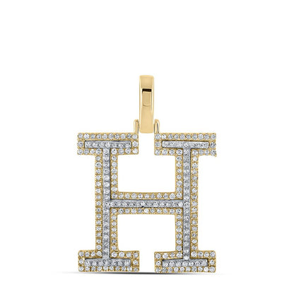 Block 30MM A-Z Letter Initial Diamond Pendant 10K Yellow Gold
