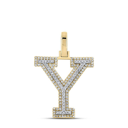Block 30MM A-Z Letter Initial Diamond Pendant 10K Yellow Gold