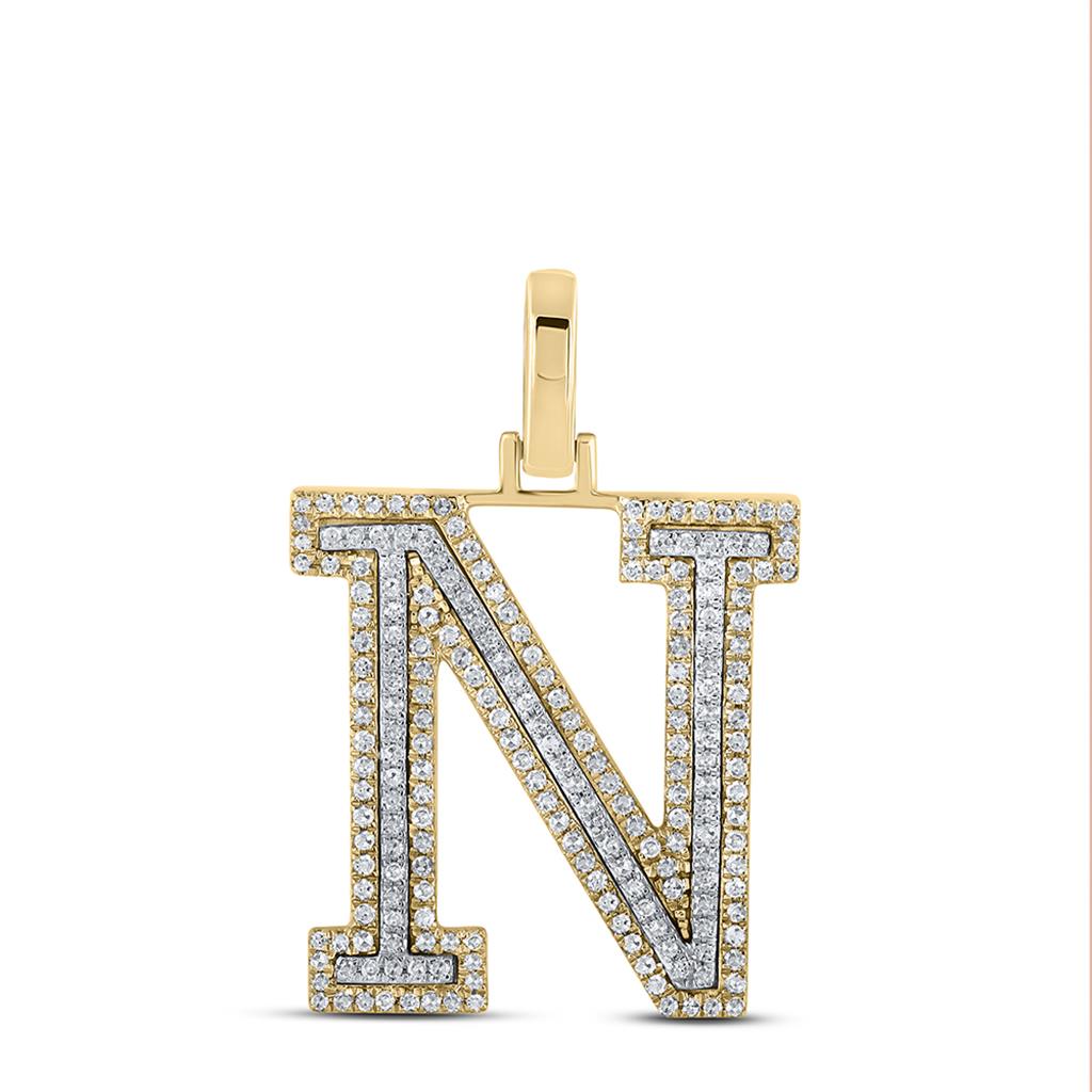 Block 30MM A-Z Letter Initial Diamond Pendant 10K Yellow Gold