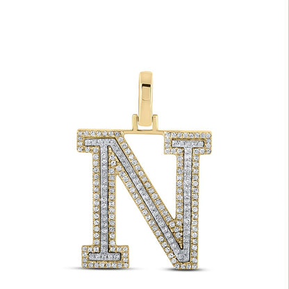 Block 30MM A-Z Letter Initial Diamond Pendant 10K Yellow Gold