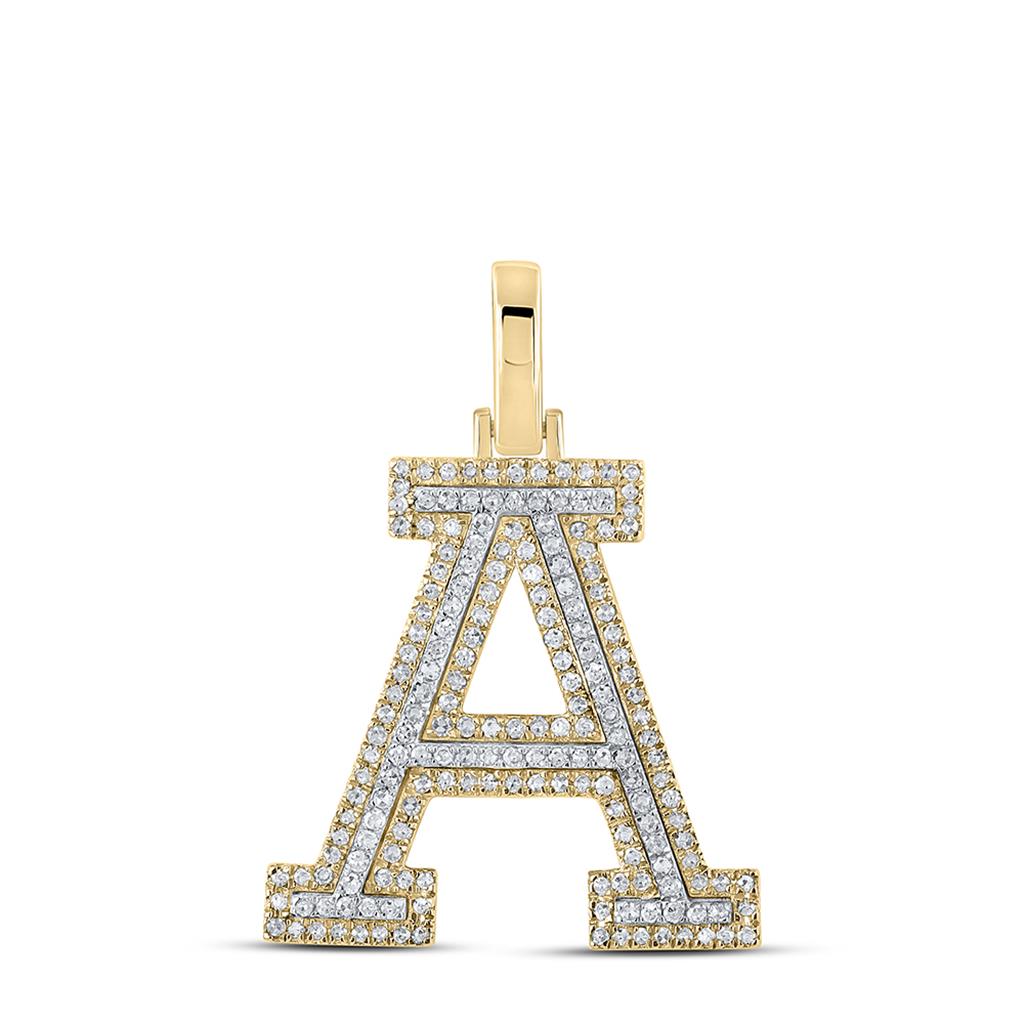 Block 30MM A-Z Letter Initial Diamond Pendant 10K Yellow Gold