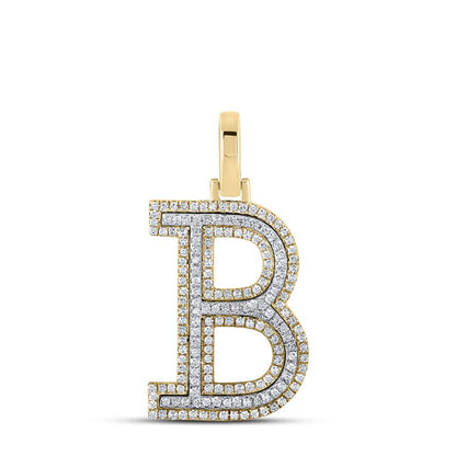 Block 30MM A-Z Letter Initial Diamond Pendant 10K Yellow Gold