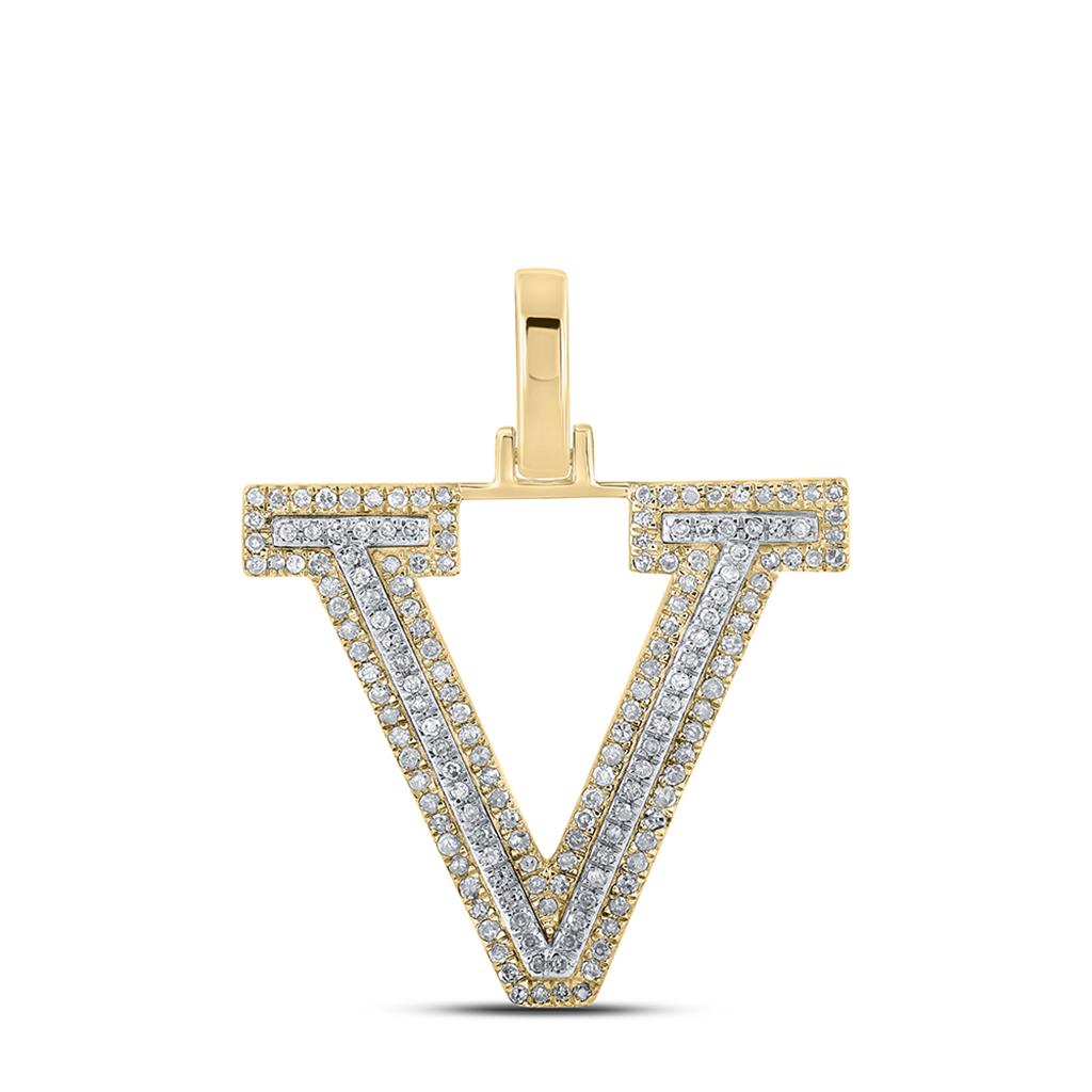 Block 30MM A-Z Letter Initial Diamond Pendant 10K Yellow Gold