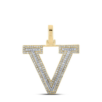 Block 30MM A-Z Letter Initial Diamond Pendant 10K Yellow Gold