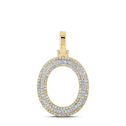 Block 30MM A-Z Letter Initial Diamond Pendant 10K Yellow Gold
