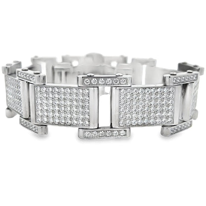 Blocky CZ Iced Out Bracelet Stainless Steel