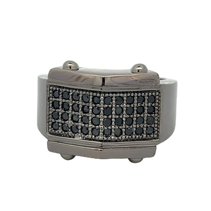 Bolt Black CZ Ring .925 Sterling Silver