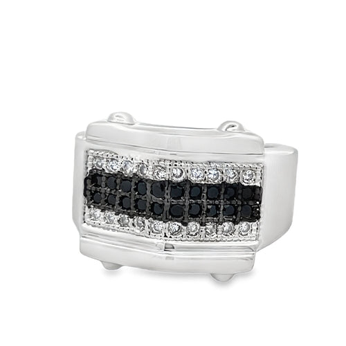 Bolt Black/White CZ Ring .925 Sterling Silver