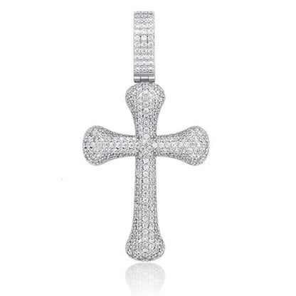 Bone Cross CZ Iced Out Hip Hop Bling Pendant