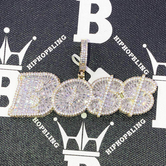 BOSS Baguette CZ Hip Hop Bling Bling Pendant