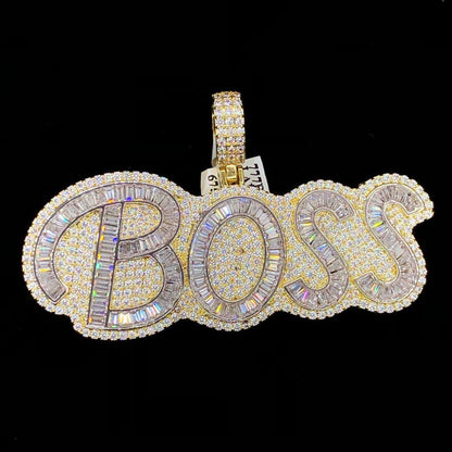 BOSS Baguette Piece VVS CZ Hip Hop Bling Bling Pendant