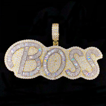 BOSS Baguette Piece VVS CZ Hip Hop Bling Bling Pendant