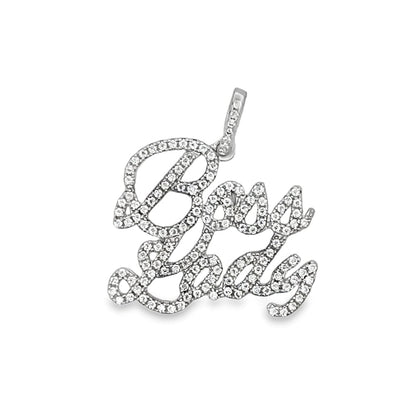 Boss Lady Iced Out Moissanite Pendant .925 Sterling Silver