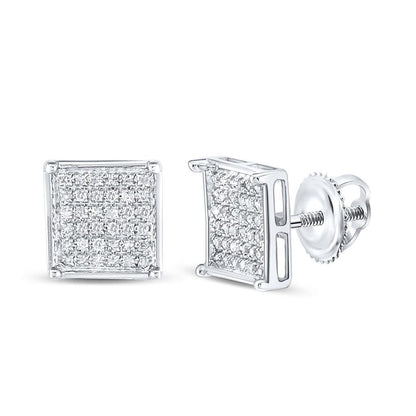Box Micro Pave Diamond Earrings 10K Gold