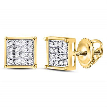 Box Micro Pave Diamond Earrings 10K Gold