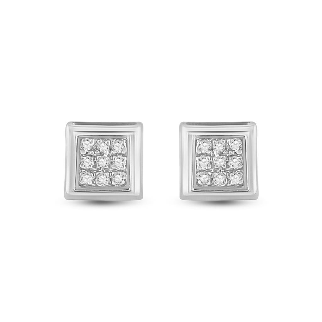 Box Micro Pave Diamond Earrings 10K Gold