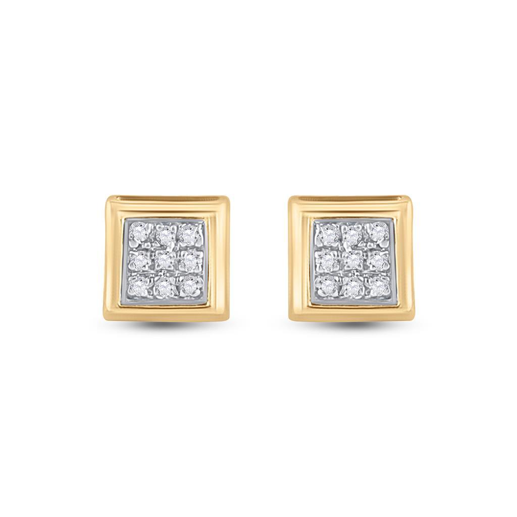 Box Micro Pave Diamond Earrings 10K Gold
