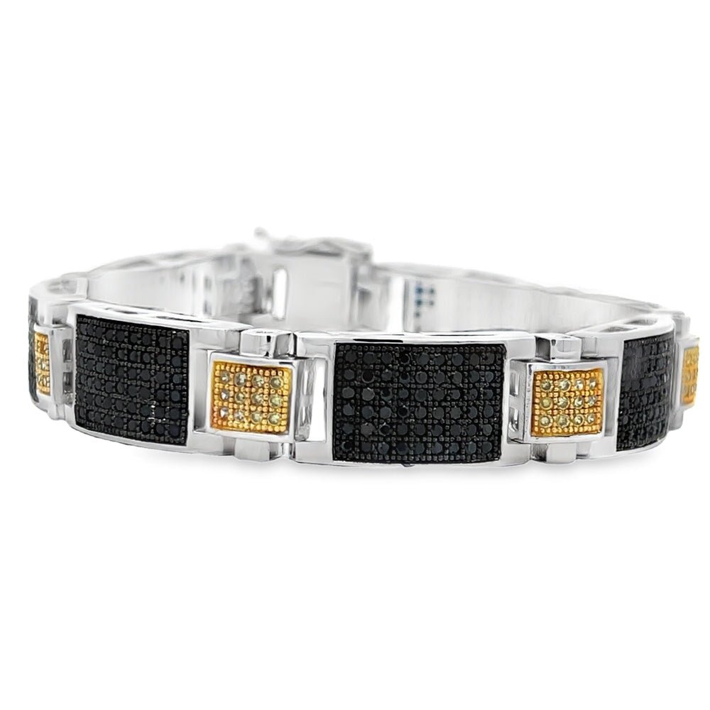 Boxy Link Black & Yellow CZ Hip Hop Bracelet