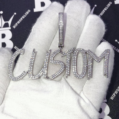 Brush 2 Row Custom Name Pendant Hip Hop Bling