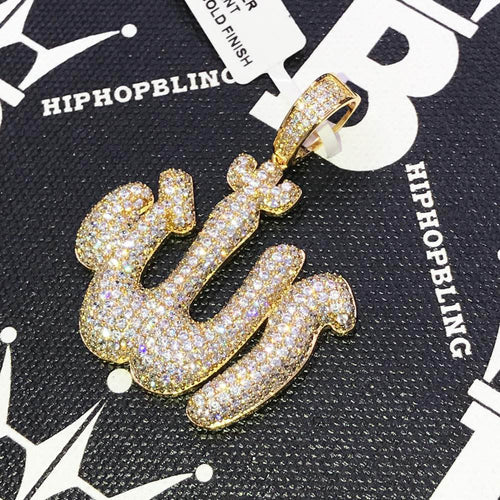 Bubble Allah Arabic Muslim CZ Hip Hop Bling Bling Pendant
