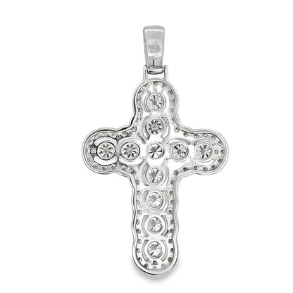 Bubble Cross 6.81cttw VVS Moissanite Pendant .925 Sterling Silver