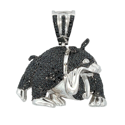 Bulldog Black CZ Iced Out Pendant
