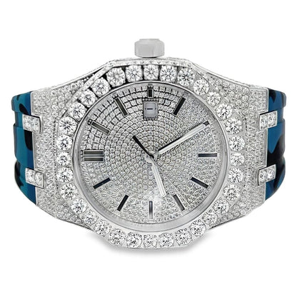 Bust Down Rubber Band Moissanite Steel VVS Iced Out Watch