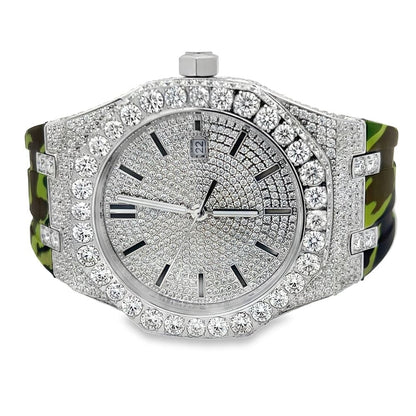 Bust Down Rubber Band Moissanite Steel VVS Iced Out Watch