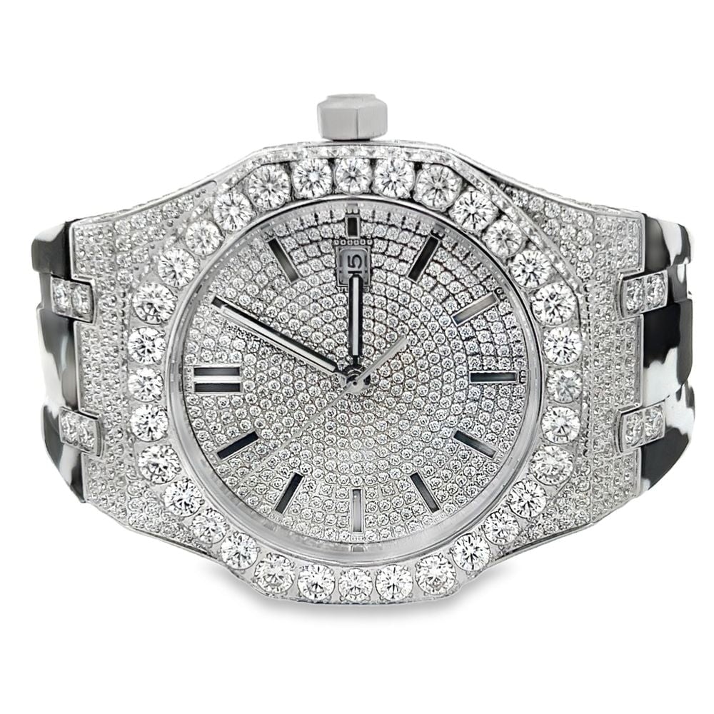 Bust Down Rubber Band Moissanite Steel VVS Iced Out Watch