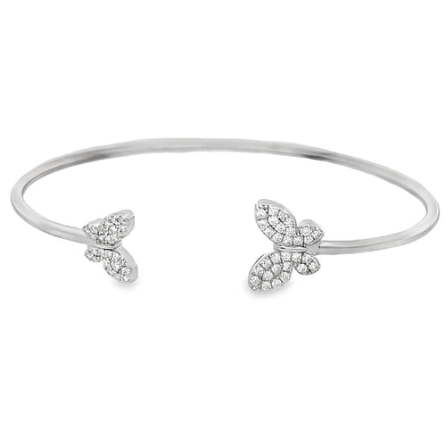 Butterfly Moissanite Iced Out Bangle .925 Sterling Silver