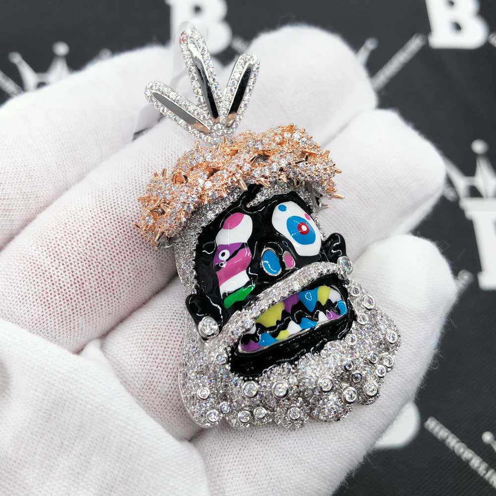 Cartoon Jesus Black Face VVS CZ Iced Out Pendant