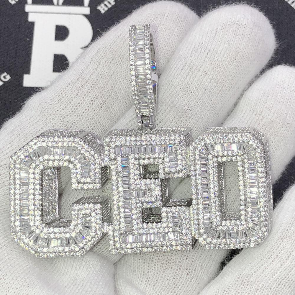 CEO Baguette Shadow CZ Hip Hop Bling Iced Out Pendant