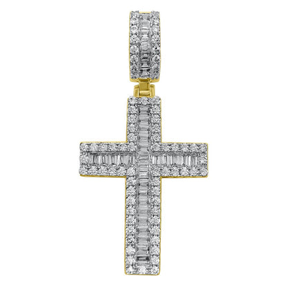 Channel Baguette Cross VVS CZ Hip Hop Iced Out Pendant