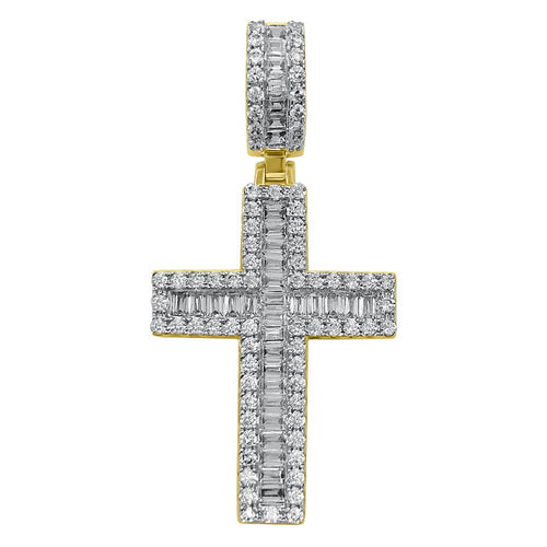 Channel Baguette Cross VVS CZ Hip Hop Iced Out Pendant