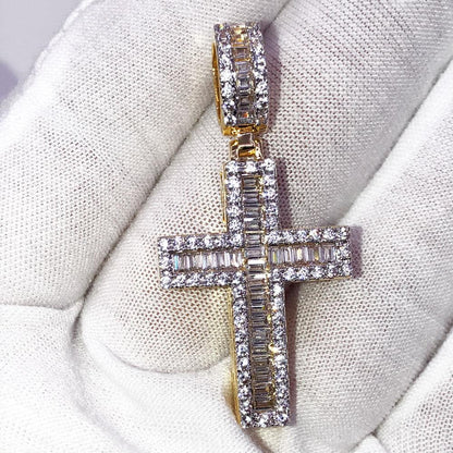 Channel Baguette Cross VVS CZ Hip Hop Iced Out Pendant