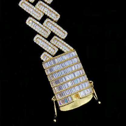Channel Baguette Cuban Link Hip Hop Bling Bling Bracelet